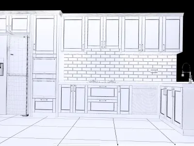 kitchen floor plan 3D model