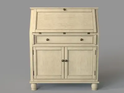 Two Door One Drawer Drop Lid Cabinet With Power 3D model