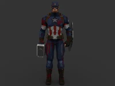 Captain America Low-poly 3D model