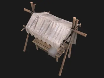 Medieval Market Stalls Tent   Low-poly 3D model
