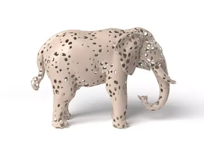 Elephant Voronoi Low-poly 3D model