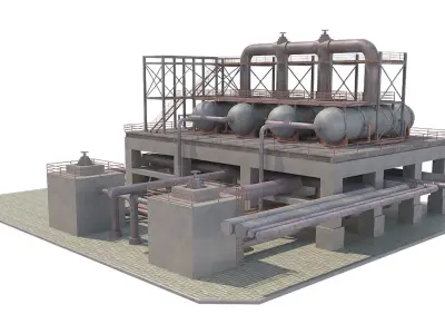  Industrial Silo 05 Low-poly 3D model