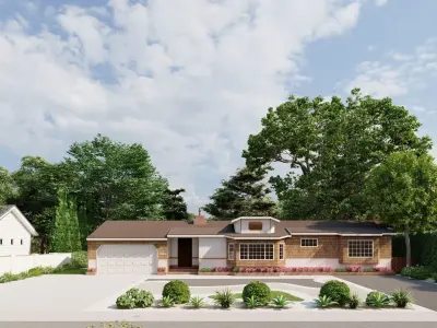 3D Exterior Scene 3D model design garden and landscape 3D model 3D model 3