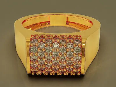 Pave set round shape diamond ring Free 3D print model