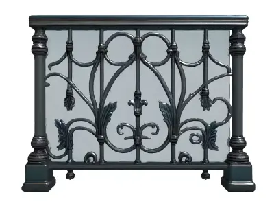 Elegant Wrought Iron Railing Section Low-poly 3D model