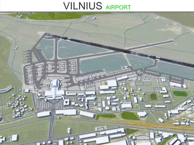 Vilnius Airport  10km Low-poly 3D model