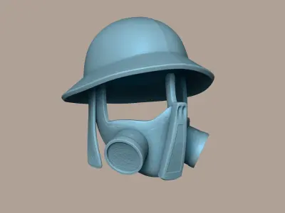 Steampunk Miner Helmet Mask - SciFi Character Design Low-poly 3D model