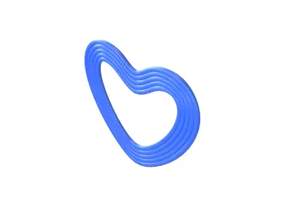 Line Heart Icon v1 005 Low-poly 3D model