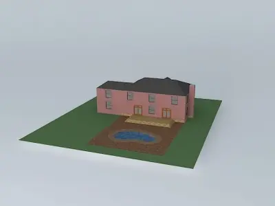 Stone and Light red Brick Mansion Free 3D model