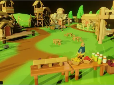 Medieval Village Free low-poly 3D model purchase