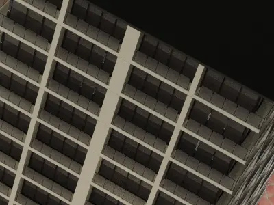 Apartment buildign with glass Free 3D model