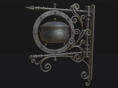 Medieval Tavern Sign Low-poly 3D model