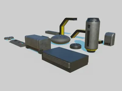 Cyberpunk Kitbash Low-poly 3D model