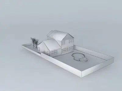 A small colonial house exterior Free 3D model