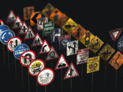 Traffic Sign Collection VOL 1 Low-poly 3D model
