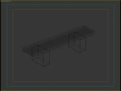 Minimalist Wooden Bench with Metal Base for Outdoor Spaces 3D model