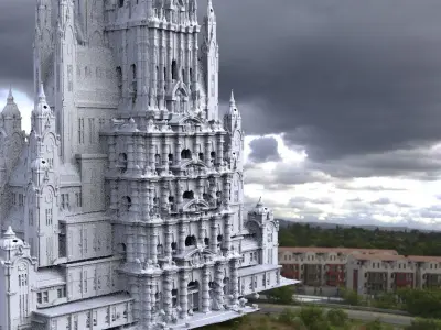 Fantasy architecture Mayan Temple Ornate collection Kit bash  3D model