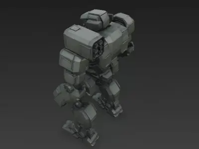 Futuristic Cartoon Battle Robot PBR 3D Model 3D model