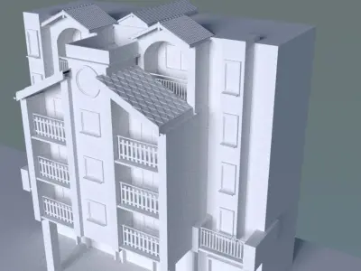 modern apartment building 3D print model
