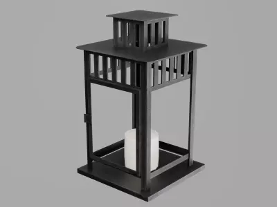 Square Metal Candle Holder Lantern Low-poly 3D model