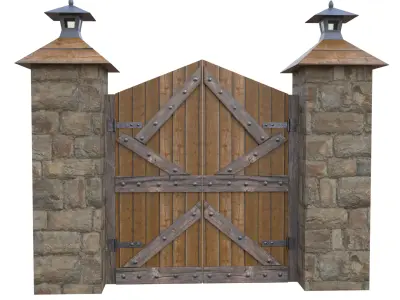 Wooden Farm Gate Low-poly 3D model