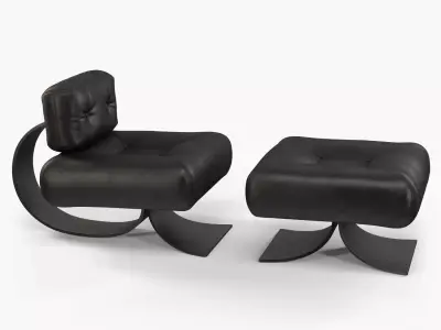 Oscar Niemeyer Alta chair and ottoman 3D model