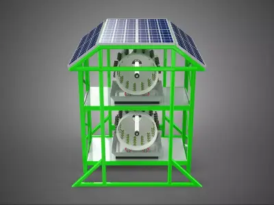 POWERED SOLAR PANEL ROOF IOT ROTARY HYDROPONIC GARDEN PLANT FARM 3D model
