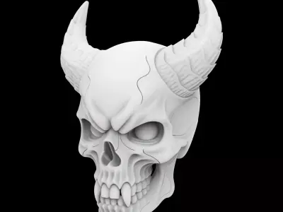 Demon Skull with Glowing Eyes 3D Printable Model 3D print model
