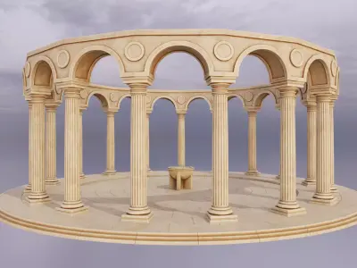 Greek columns ancient ruins tholos Low-poly 3D model