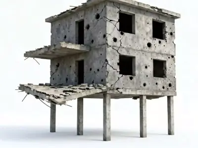 Realistic War-Torn Urban Ruins Collection 3D Model Pack