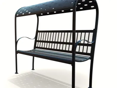 out bench steel mesh Low-poly 3D model