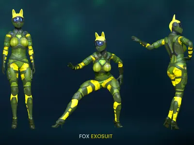 exosuit fighter women 3D model