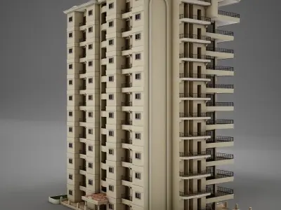 3D model BIG Tropical Latin Mexican Beach Tower Hotel Hacienda 3D model