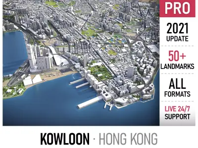 Hong Kong - Kowloon Low-poly 3D model
