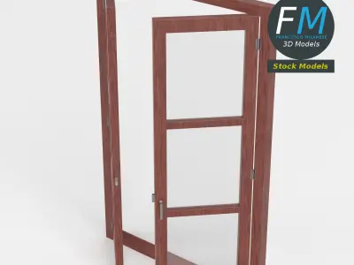 Six panel double window 3D model