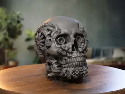 Robot Skull Headphone Stand Cyborg Headset Stand 3D print model order