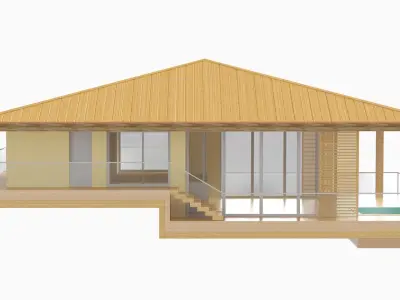 3D model Bungalow wooden bamboo beach build house 3D model