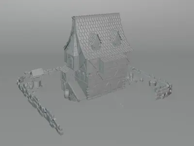 Vintage House  Low-poly 3D model