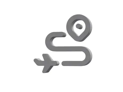 3d airplane journey icon Low-poly 3D model