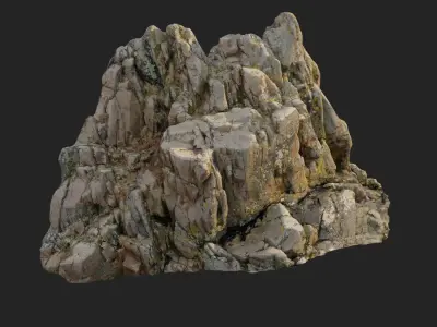 3d scanned rock cliff H Low-poly 3D model
