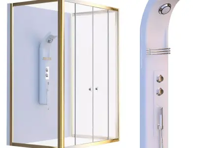 Shower cabin set 217 Low-poly 3D model