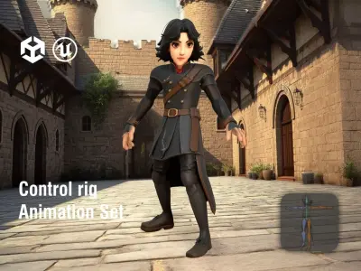 Medieval Knight with Dark Wavy Hair Low-poly 3D model