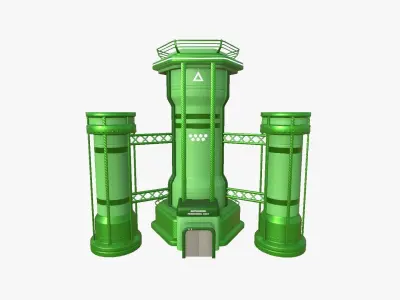 SciFi Facility A06 Green - Sci Fi Exterior Design Low-poly 3D model
