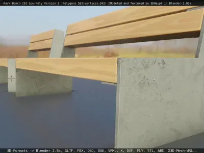 Park Bench -8- Basic Low-Poly Version 2 -Wood-Metal Mixed - Low-poly 3D model