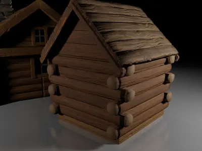 Stylized Log Cabin Game Models Low-poly 3D model