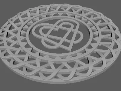 rosette celtic heart 3D model