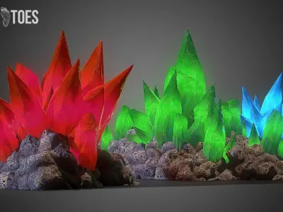 3D Cave Crystal Gemstones - Game Ready Low-poly 3D model