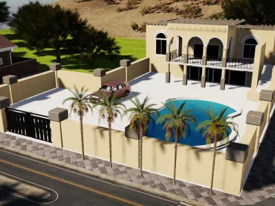 Los Angeles City Hollywood Sign Capitol Records USA California 3D model