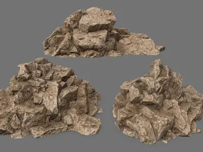 Rock Set Low-poly 3D model 13