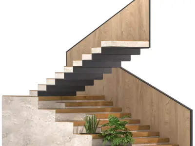 wood staircase Free 3D model
